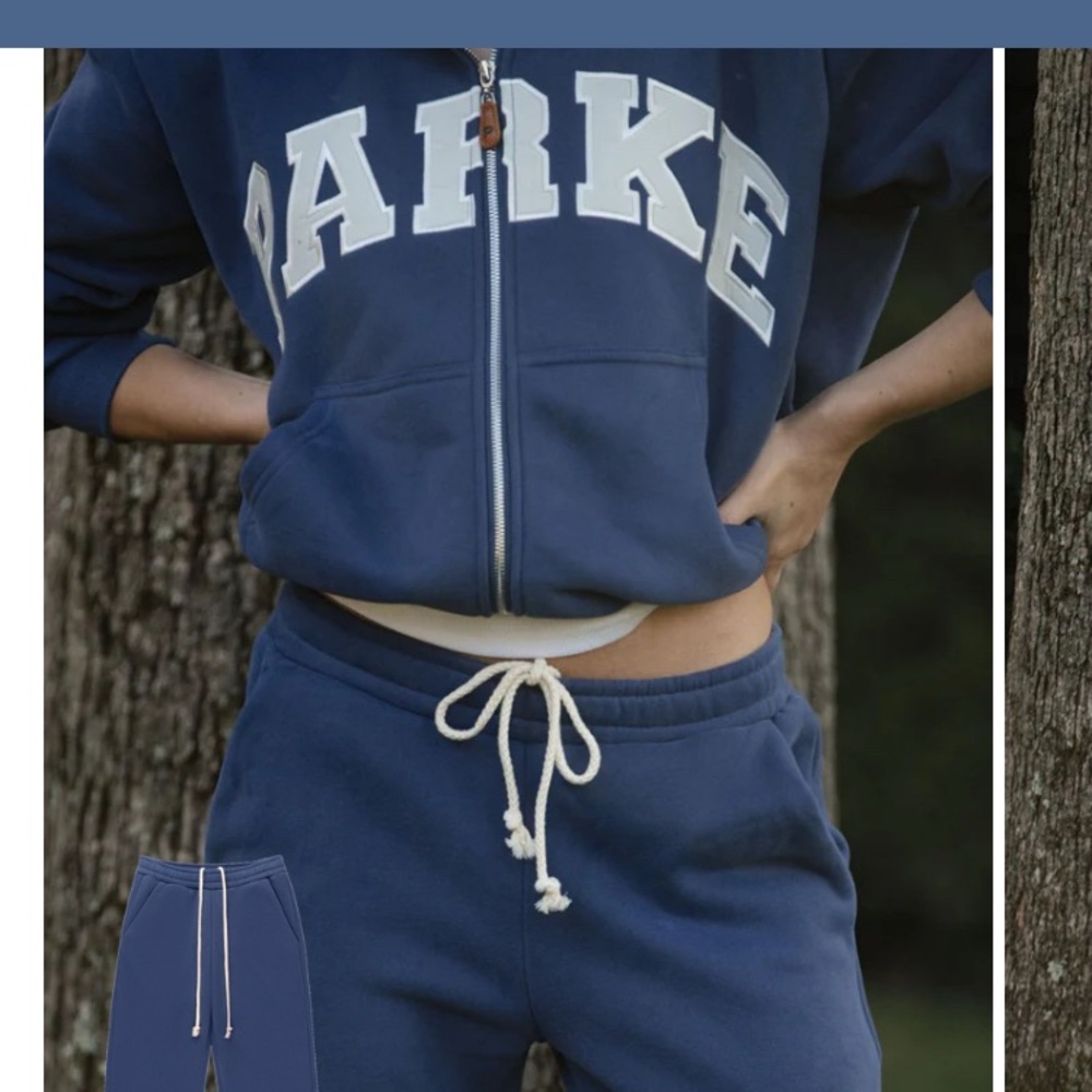 PARKE XS Unisex Drawstring Fleece Joggers (Crown Blue)